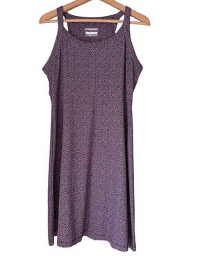 Columbia Purple Printed Sleeveless Cold Bay Dress Size Large Lightweight Stretch